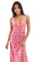 Фото #3 товара Brave Soul mesh cami dress with leg split in pink floral print