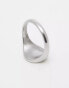 ASOS DESIGN waterproof stainless steel signet ring in silver tone