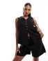 Фото #1 товара River Island linen waistcoat co-ord in black