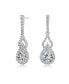 Фото #1 товара Sterling Silver with Rhodium Plated Clear Pear and Round Cubic Zirconia Halo with Open Pear Drop Earrings