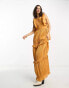 Фото #8 товара Reclaimed Vintage shirred ruffle maxi dress in spice orange