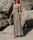 Women's Leopard Print Knotted V-Neck Maxi Beach Dress