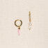 ფოტო #1 პროდუქტის 18K Gold Plated Huggies Freshwater Pearls with Baby Pink Enamel Chili Pendant - Pink Chili Earrings For Women