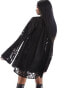 Фото #4 товара NA-KD velvet detail mini dress in black