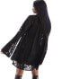 NA-KD velvet detail mini dress in black 34 - фото #4