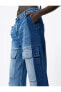 Фото #6 товара Geniş Paça Kargo Kot Pantolon Yüksek Bel Cepli Çift Renkli - Bianca Wide Leg Jeans