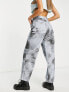 Фото #2 товара COLLUSION grunge print wide leg cargo trousers in grey