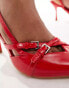 Public Desire smoosh front strap heeled shoes in red