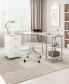 Wood L-Shape Home Office with Storage Two-Tone Desk