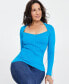 Фото #1 товара Women's Ribbed Long-Sleeve Sweater, Created for Macy's