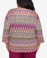 ფოტო #2 პროდუქტის Plus Size Wine Country Women's Chevron Textured Crew Neck Top