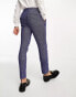 ASOS DESIGN wedding super skinny wool mix suit trousers in dark blue puppytooth