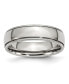 Stainless Steel Polished 6mm Grooved and Beaded Band Ring