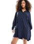 Threadbare Sheila mini shirt dress in navy Синий, 36 - фото #1