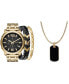 ფოტო #1 პროდუქტის Men's Shiny Gold-Tone Metal Bracelet Watch 50mm Set