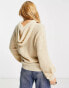 Фото #3 товара Violet Romance oversized knited hoodie in oatmeal