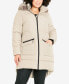 Plus Size Contrast Zip Faux Fur Trim Hooded Coat