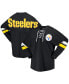 Фото #3 товара Women's Black Pittsburgh Steelers Spirit Jersey Lace-Up V-Neck Long Sleeve T-shirt