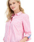 Фото #3 товара Women's Striped Seaport Roll-Tab-Sleeves Button-Down Shirt