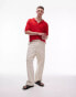 Фото #4 товара Topman relaxed fit knitted textured button through shirt in red