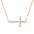 Pink gold plated silver necklace with cross AGS196 / 47-ROSE