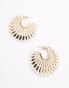 ASOS DESIGN hoop earrings with stitch edge detail in gold tone