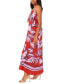 Women's Tropical Print Ruffled Halter Neck Maxi Dress АВРОРА КРАСНАЯ, M - фото #3