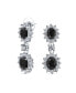 Art Deco Style Crown Halo Oval Cubic Zirconia Black AAA CZ Fashion Formal Dangle Drop Earrings For Women For Prom Bridesmaid Wedding Rhodium Plated