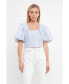 ფოტო #4 პროდუქტის Women's Gingham Smocked Puff Sleeve Top