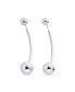 ფოტო #1 პროდუქტის Modern Geometric Linear Long Bar Drop Ear .925 Sterling Silver Double Bead Ball Dangle Earrings For Women Teen 6,10 MM Bead