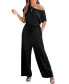 ფოტო #1 პროდუქტის Women's Black Off-Shoulder Straight Leg Jersey Jumpsuit