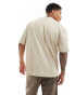 ASOS DESIGN oversized t-shirt in beige with text chest print