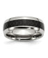 ფოტო #1 პროდუქტის Stainless Steel Polished Black Carbon Fiber Inlay 8mm Band Ring