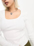 JJXX Fura ribbed square neck top in white