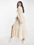 Фото #4 товара ASOS DESIGN cotton crochet pintuck maxi dress in vintage cream