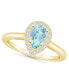 Фото #1 товара Aquamarine (3/4 ct. t.w.) and Diamond (1/5 ct. t.w.) Halo Ring in 14K Yellow Gold