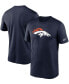 Фото #1 товара Men's Big and Tall Navy Denver Broncos Logo Essential Legend Performance T-shirt