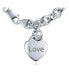 Solid Link Heart Shape Tag Charm Bracelet 7.5 Inch For Women Teens .925 Sterling Silver Made in Italy