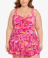 Фото #1 товара Swim Solutions FUCHSIA PINK Plus Size Tummy-Control Bow-Front Swimdress Size 18W