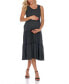 Фото #1 товара Maternity Plus Size Scoop Neck Tiered Midi Dress
