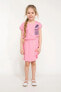 Pembe Kız Çocuk Rahat Kesim Baskılı Elbise I0390A6.18Sm.Pn164