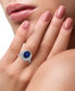 ფოტო #2 პროდუქტის EFFY® Sapphire (4-1/4 ct. t.w.) & Diamond (5/8 ct. t.w.) Double Halo Ring in 14k White Gold