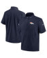 Фото #2 товара Men's Navy Denver Broncos Sideline Coach Short Sleeve Hoodie Quarter-Zip Jacket