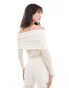 Фото #4 товара Pieces lace off the shoulder top co-ord in cream