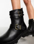 River Island – Wanderstiefel in Schwarz mit Schnalle