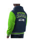 Фото #2 товара Men's College Navy, Neon Green Seattle Seahawks Player Option Full-Zip Hoodie Jacket
