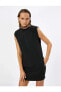 Mini Davet Elbisesi Yakası Zincir Detaylı 4wak80005fw Siyah