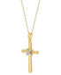 Фото #3 товара Macy's diamond Accent Cross Pendant Necklace in 14k Gold-Plated Sterling Silver, 16" + 2" extender