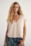 FADED-EFFECT T-SHIRT WITH A V-NECKLINE