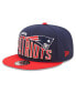 Men's Navy, Red New England Patriots Wordmark Flow 9FIFTY Snapback Hat